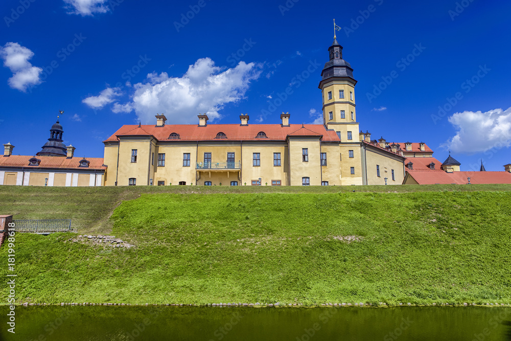 Back Side of Renowned Nesvizh Castle as an Example of Medieval Ages Heritage and Residence of the Radziwill Family.