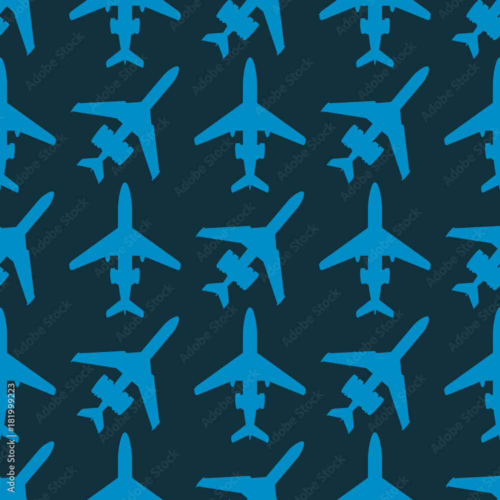 Vector airplane illustration seamless pattern background aircraft transportation travel way design journey speed aviation.