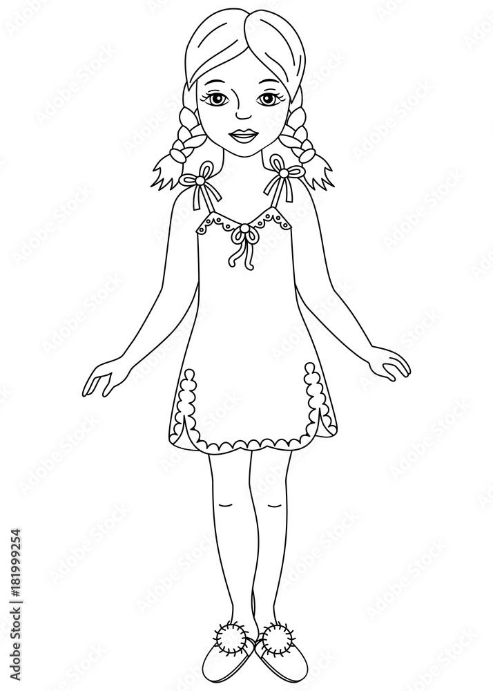 Vector Beautiful Young Girl in Nightgown and Sleepers Vector Beautiful Young Girl in Nightgown and Sleepers