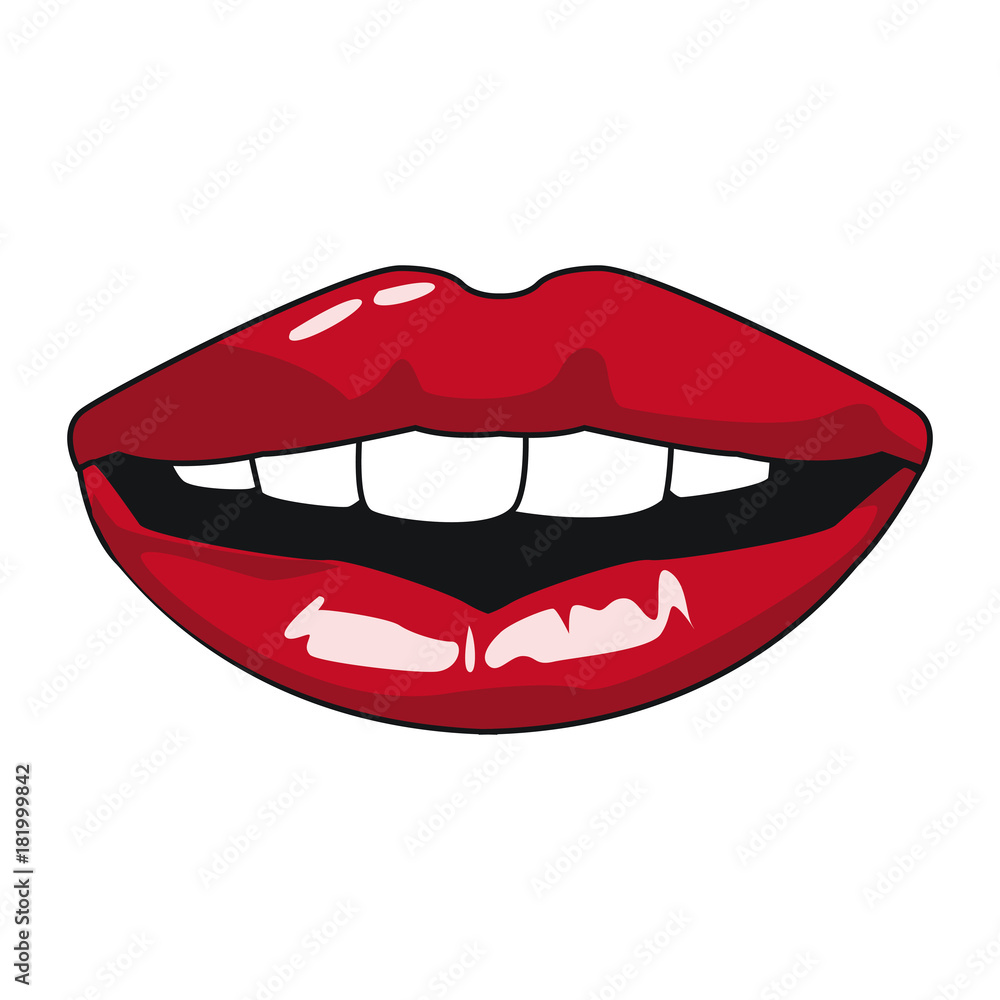 Sexy lips pop art icon vector illustration graphic design