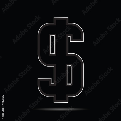 dollar icon on black background