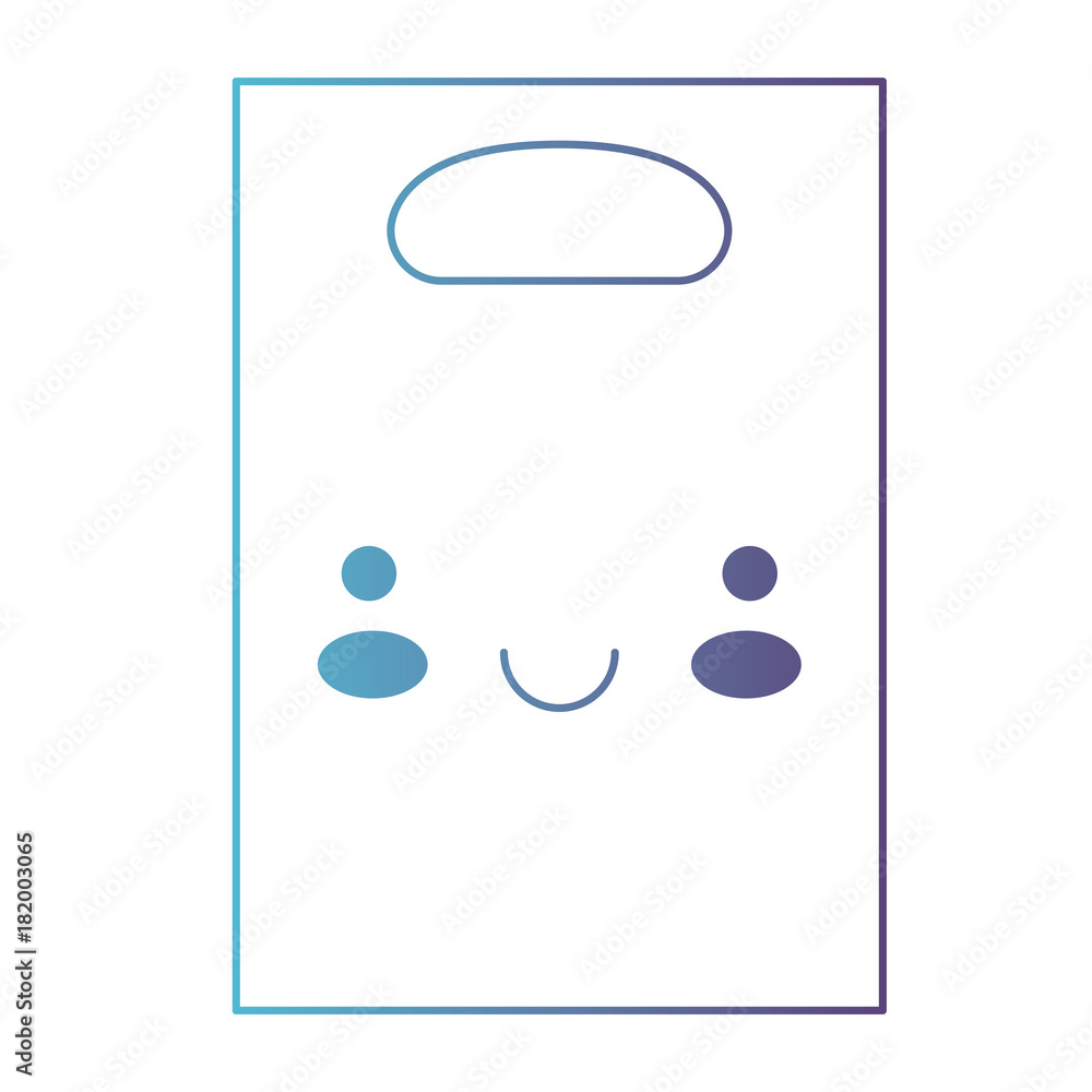 kawaii paper bag with handle in degraded blue to purple color contour kawaii paper bag with handle in degraded blue to purple color contour