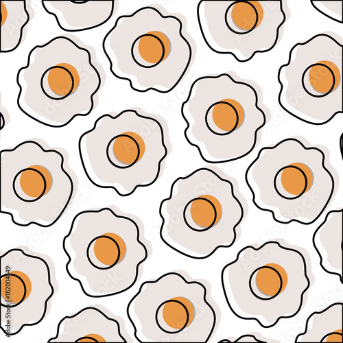 fried eggs pattern in watercolor silhouette on white background