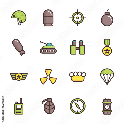 Military and war icons. Army icons universal set for web and mobile
