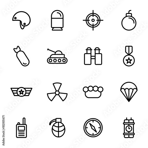 Military and war icons. Army icons universal set for web and mobile