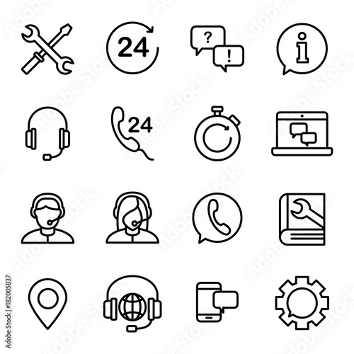 Support service vector icon. Support service and telemarketing vector icon set