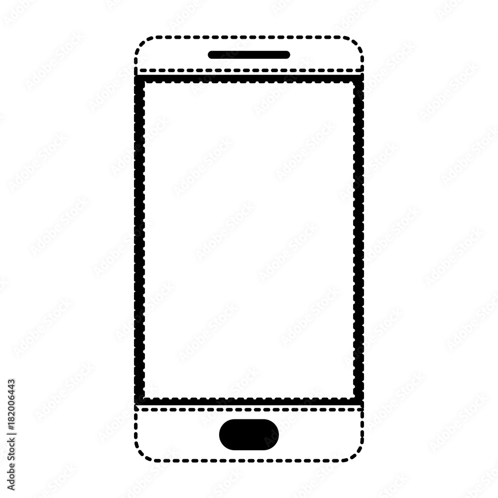 smartphone icon in black dotted silhouette on white background