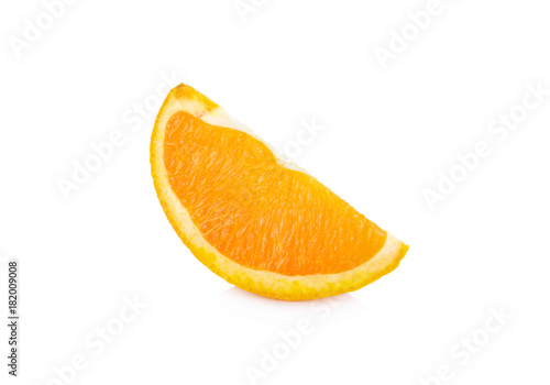 sliced Navel Valencia orange on white background