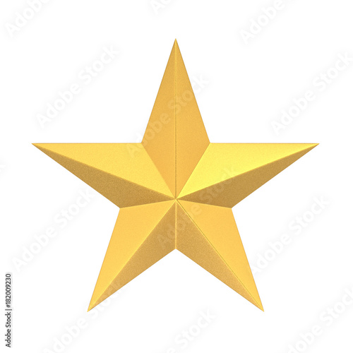3D Rendering Gold star on white background