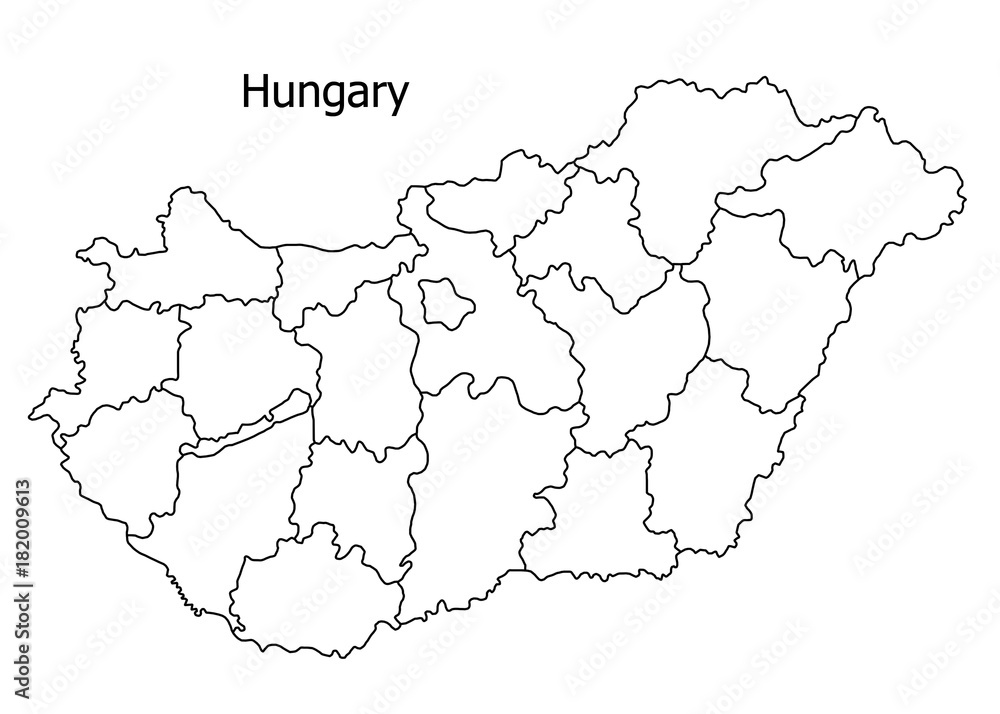 Hungary border on a white background circuit