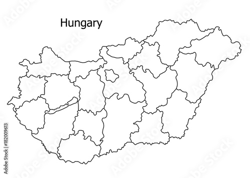 Hungary border on a white background circuit