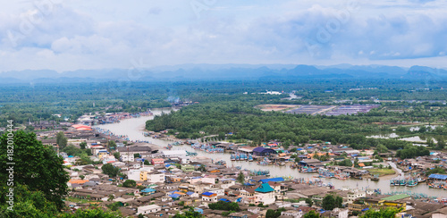 Aerial view of Chumphon city from view point. © Korradol