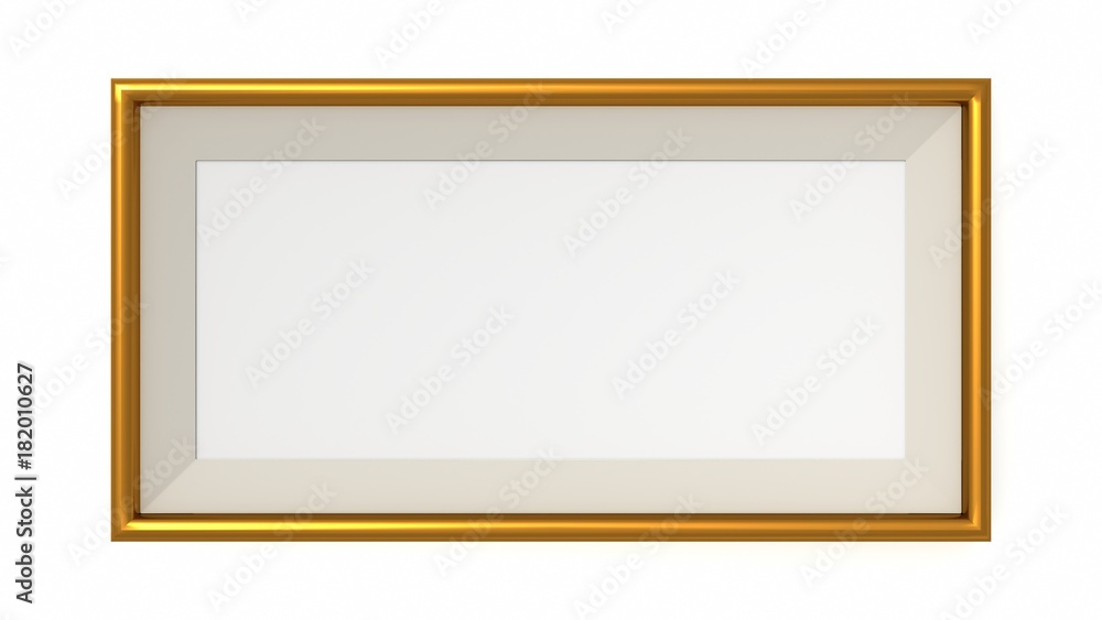 Gold blank frame on white background. 3d rendering Gold blank frame on white background. 3d rendering