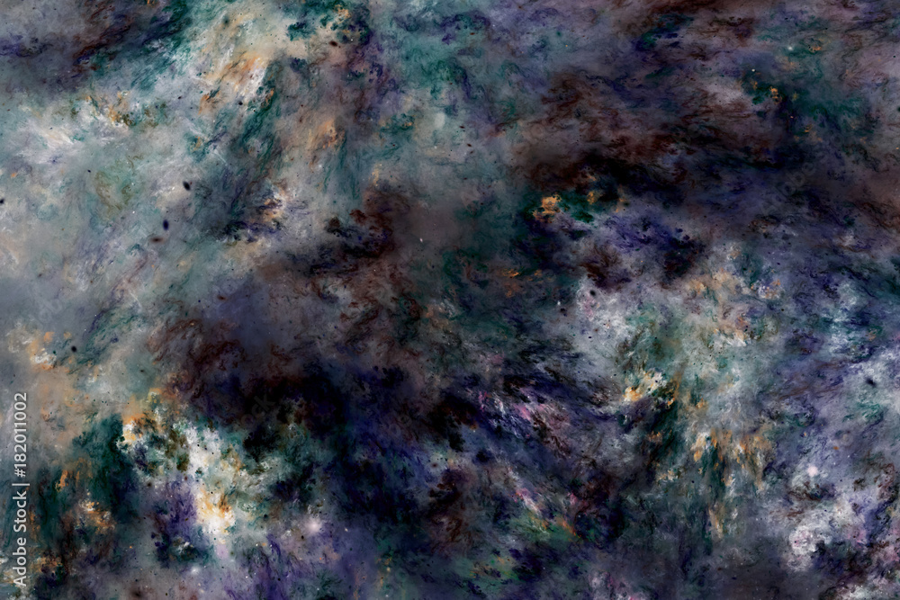 Fototapeta premium Abstract marble texture. Fractal background in blue, green, yellow and black colors. Fantasy digital art. 3D rendering.