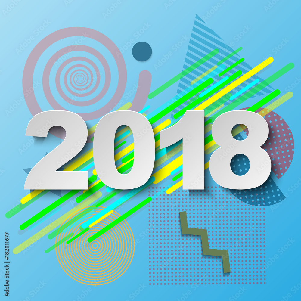 Happy new year 2018 modern vector background. Happy new year 2018 modern vector background.