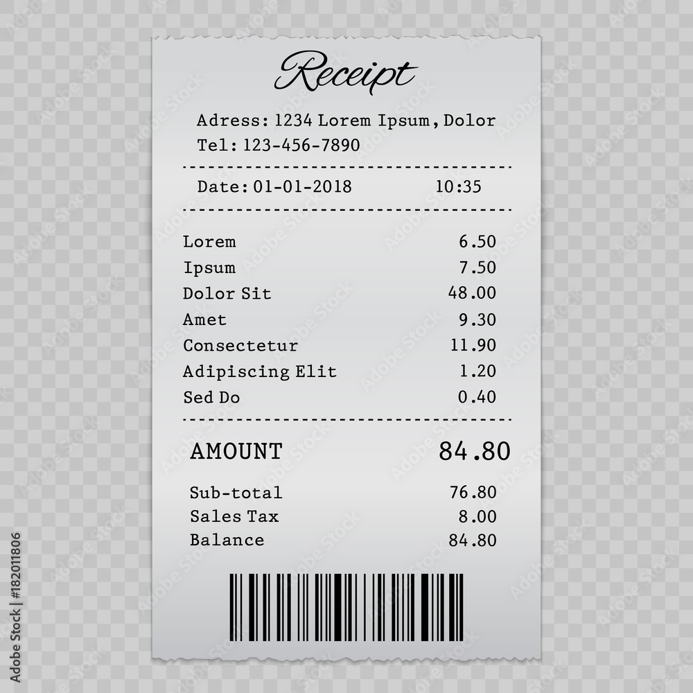 vector paper check, sell receipt or bill template Stock Vector | Adobe ...