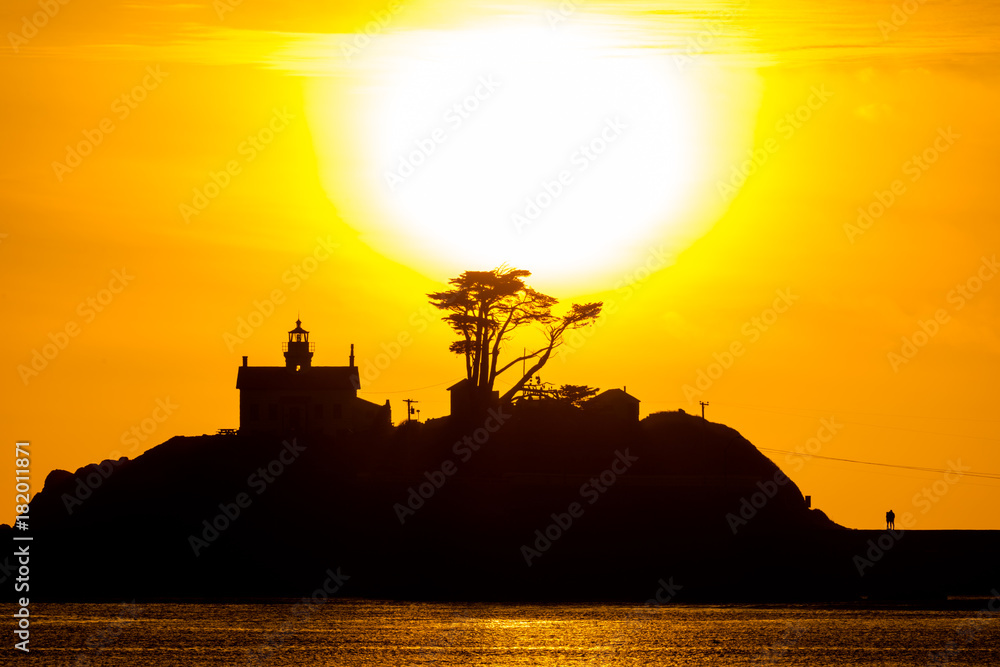 sunset with lighthouse
