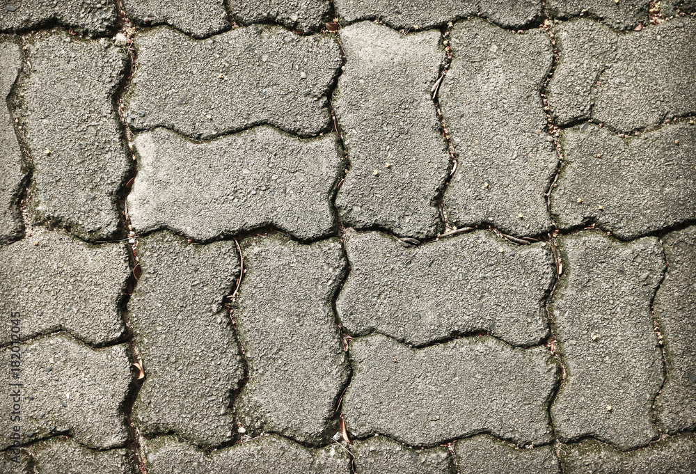 Old concrete brick floor with dark lichen Old concrete brick floor with dark lichen