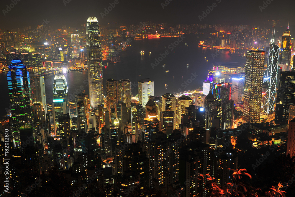 Obraz premium Hong Kong Cityscape at Night