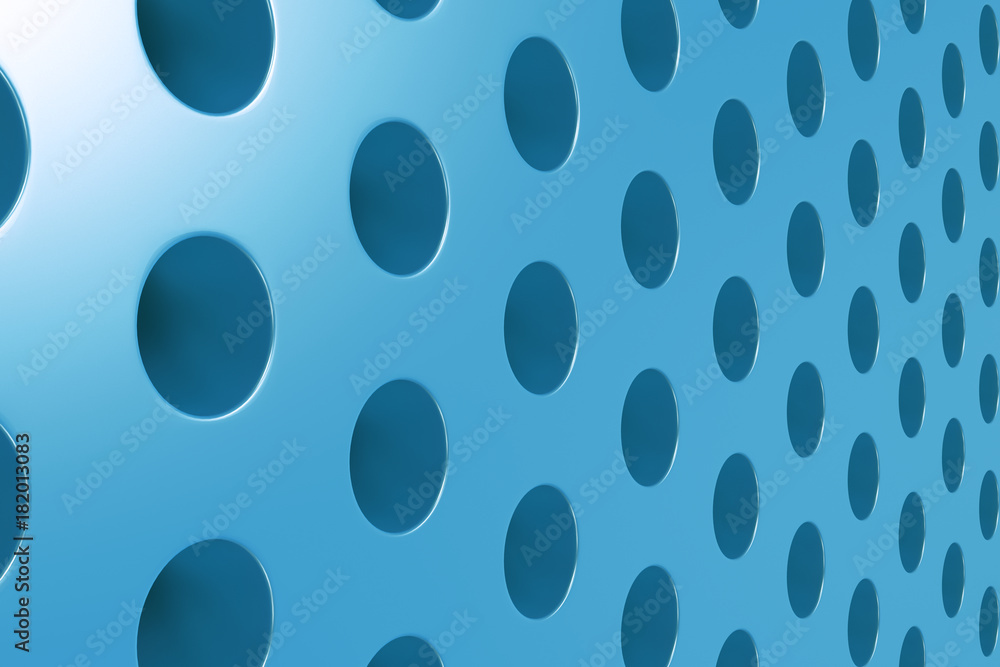 Plain blue surface with cylindrical holes Plain blue surface with cylindrical holes