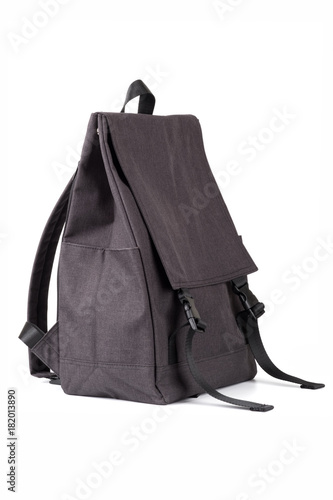 black urban backpack on white