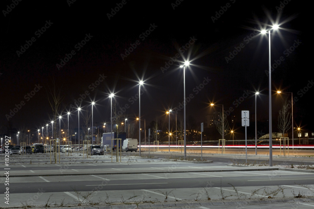 Obraz premium modern parking area at night