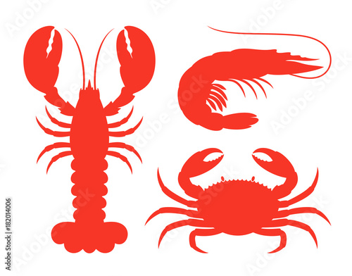 Sea life silhouette. Isolated sea life on white background