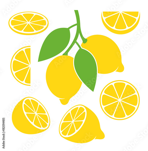Lemon set. Isolated lemon on white background