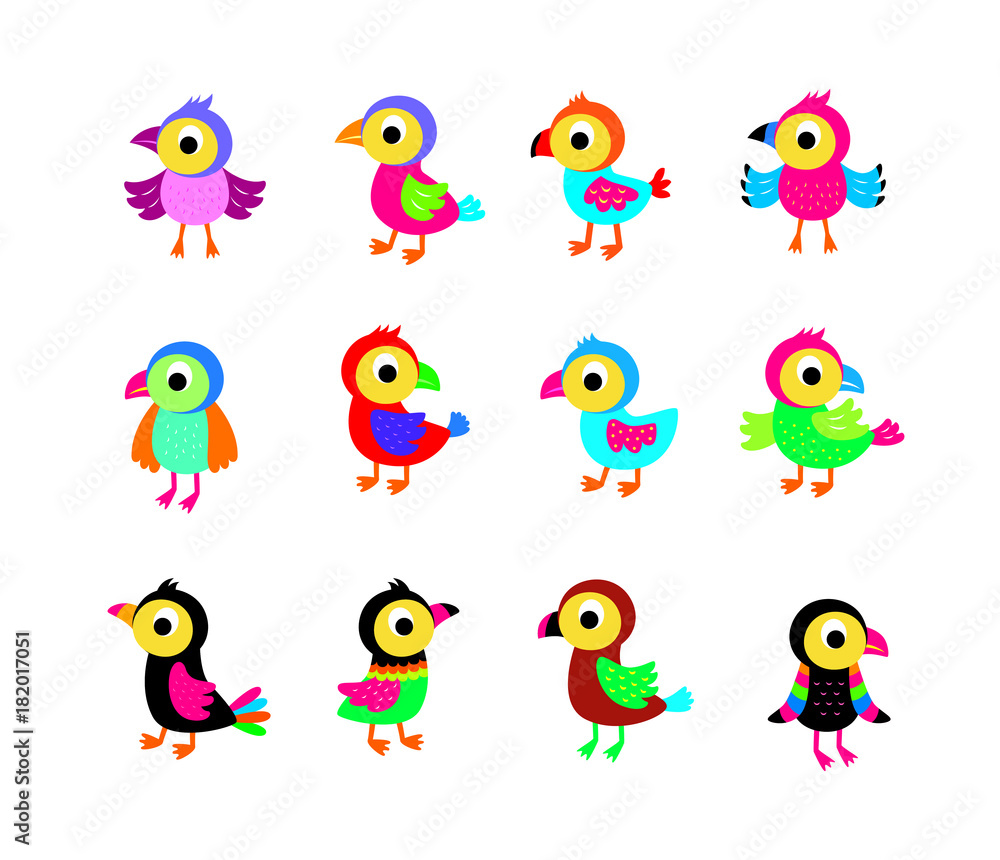 Naklejka premium cute bird vector collection