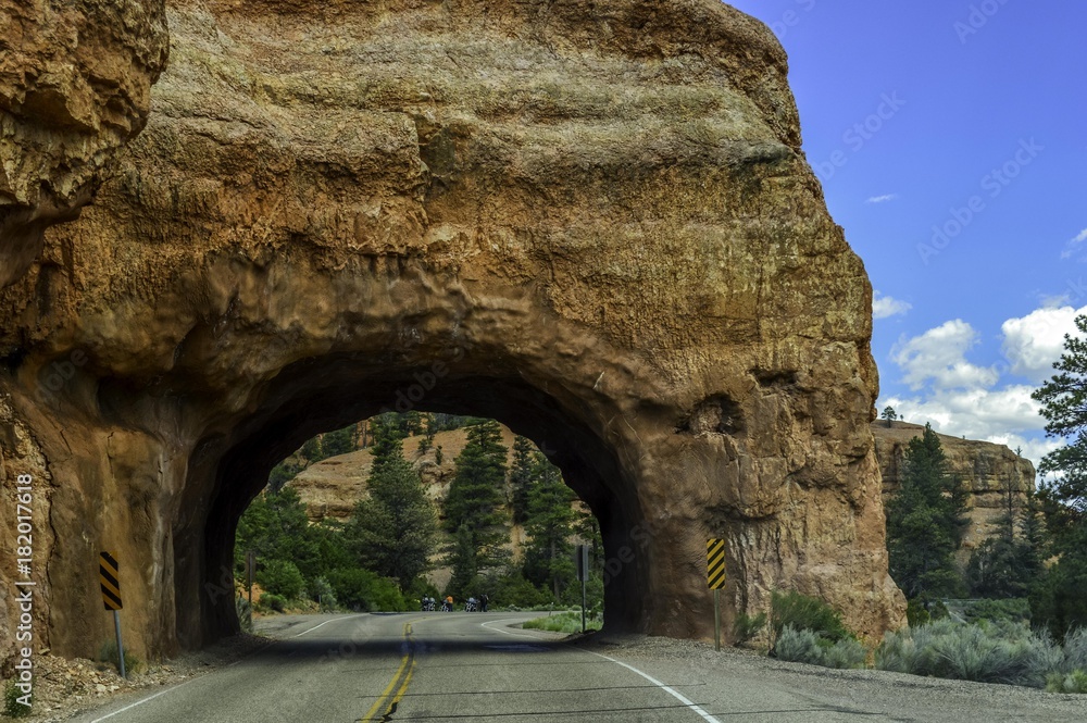 Bryce Canyon with sunny image erosion, natural art and beautiful roads