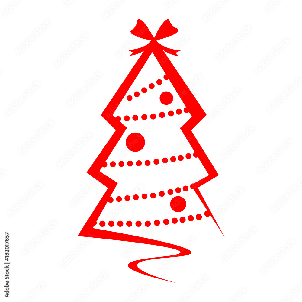 Christmas tree red logo isolated Christmas tree red logo isolated