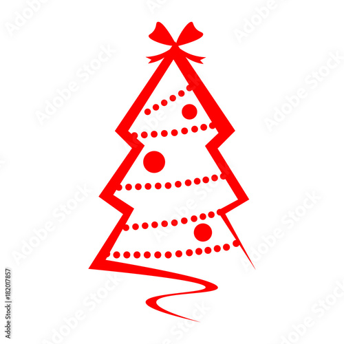 Christmas tree red logo isolated