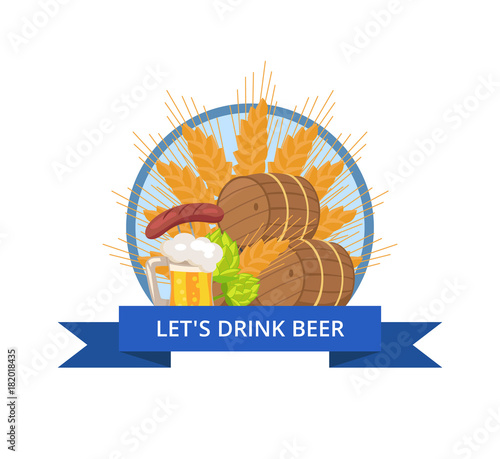 Drink Beer Oktoberfest Logo Vector Illustration