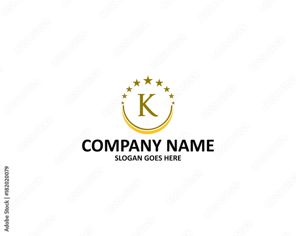 k letter circle star logo
