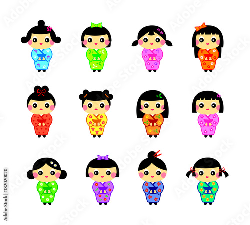 cute kokeshi doll vector
