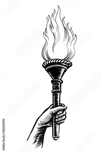 Torch And Book Clipart Black And White