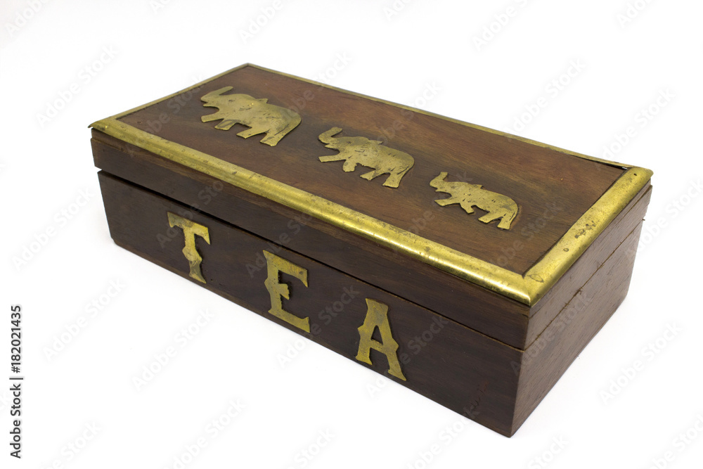 Wooden asian tea box isolated on white Wooden asian tea box isolated on white