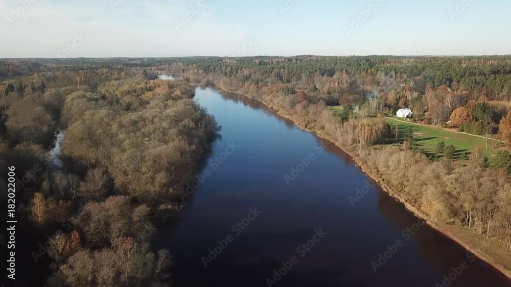 Gauja river Latvia aerial drone top view view 4K UHD video Gauja river Latvia aerial drone top view view 4K UHD video