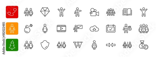 Set of people vector line icons. It contains the symbols of a ma