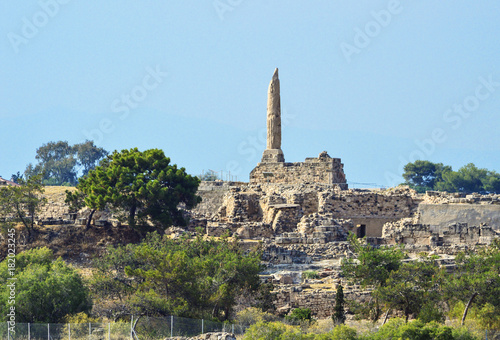 Ruins of the Temple of Apollo on the island of Aegina in Greece. photo