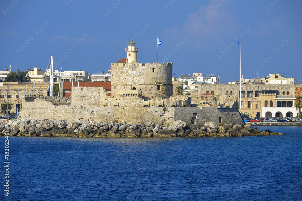 Medieval fort on the island of Rhodes in Greece.