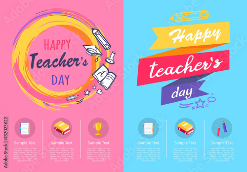 Two Posters Teachers Day on Vector Illustration