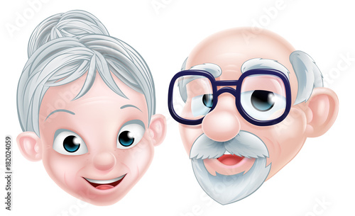 Cartoon Happy Elderly Couple