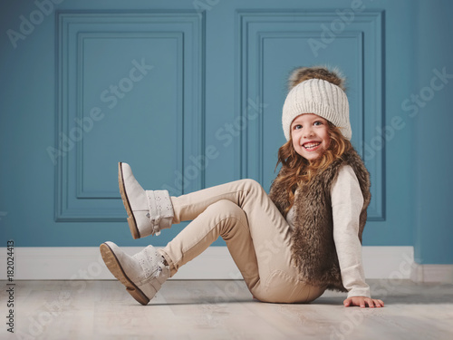 cute little girl with knitted hat