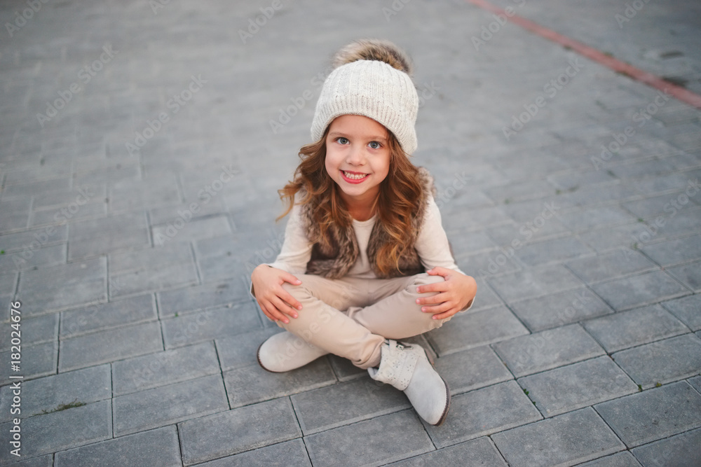 cute little girl with knitted hat cute little girl with knitted hat