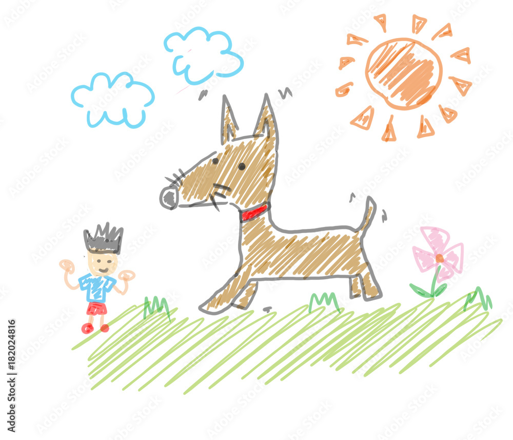 僕とイヌのお散歩 公園で遊ぶ 子供の落書き風イラスト Stock Illustration Adobe Stock 僕とイヌのお散歩 公園で遊ぶ 子供の落書き風イラスト Stock Illustration Adobe Stock