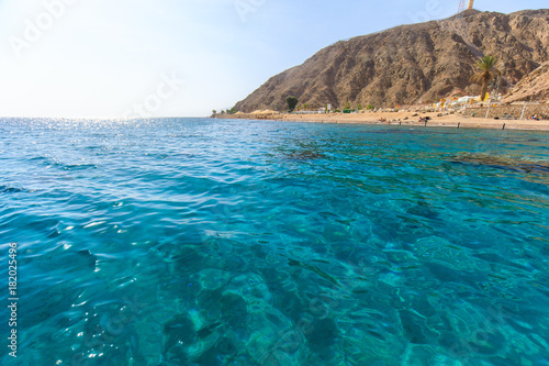 Turquoise Water of the Red sea and Coarl reef in Eilat, Israel photo