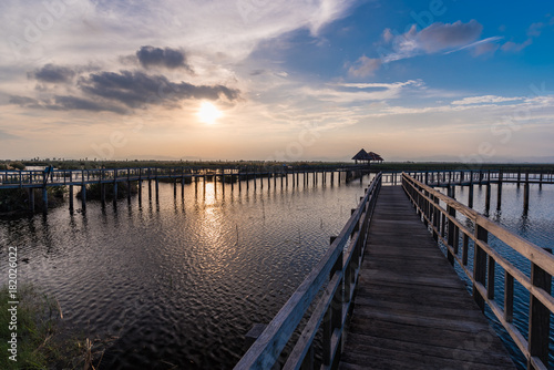 sunset scene at Bung Bua at Khao Sam Roi Yod National park, Thailand