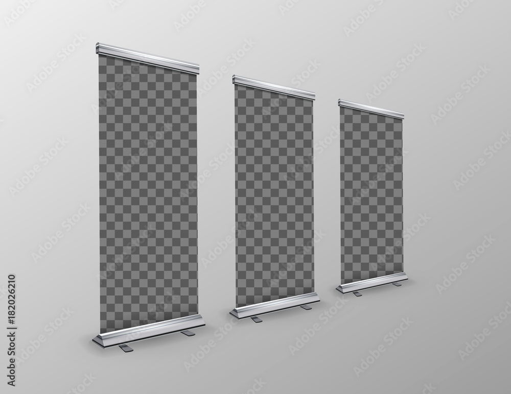 Blank roll-up banners with transparent place for advertise posters Blank roll-up banners with transparent place for advertise posters