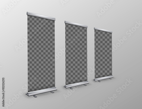 Blank roll-up banners with transparent place for advertise posters
